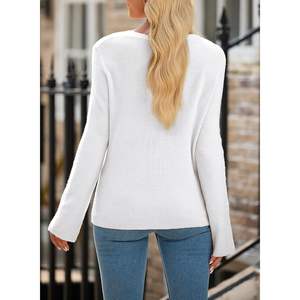 2025 <b>Women's</b> V Neck <b>Cardigan</b> Sweaters Long Sleeve Knit <b>Oversized</b> Wool Embroidered Print and Solid Casual Style for Autumn - Product Image 1