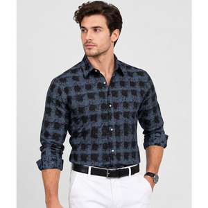 เสื้อเชิ้ตแขนยาวผู้ชายขายส่ง ผ้าฝ้ายพรีเมียม สวมใส่สบาย ทรงปกติ ระบายอากาศดี มีสไตล์ เสื้อผ้าสั่งทำได้ - Product Image 4
