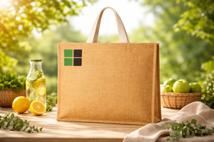 Eco Friendly Amani Jute Tote Bag Minimal Print Natural Reusable Wedding Shopping Custom Logo West Bengal Wholesale - Product Image 3