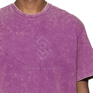 Vente directe usine Nouveau style T-shirt homme délavé à l'acide Faible MOQ Séchage rapide Respirant Écologique Polyester/Coton Haute Qualité - Product Image 5