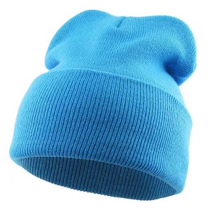 Gorro Unisex de Color Sólido, 100% Acrílico, Gorro de Invierno de Punto, Estilo Casual, Azul, para Adultos, Circunferencia de Cabeza de 56-58 cm - Product Image 3