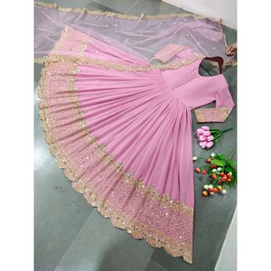 VESTIDO DE DISEÑADOR CON BORDADO GEORGETTE Y LENTEJUELAS CON DUPATTA ROSA CLARO - Product Image 1