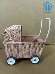 Nuevo Cochecito de Muñecas de Mimbre Hecho a Mano, Carrito de Juguete para Muñecas, Cochecito de Mimbre para Bebés, Cochecito de Muñecas para Niños - Product Image 3