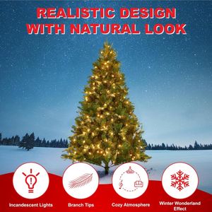 Albero di Natale Artificiale Verde Pre-Illuminato da 6,5 Piedi con 450 Luci LED e 1428 Punte, Pieghevole per Casa e Ufficio - Product Image 2