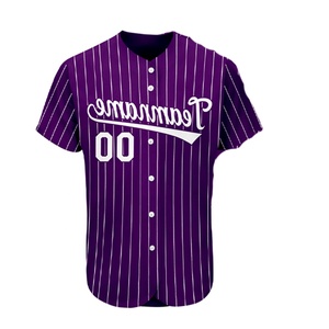 Vente en gros Nouveau maillot de baseball de haute qualité Maillot de baseball respirant Broderie de gros Maillot sublimé Couleur de doublure violette et blanche - Product Image 4