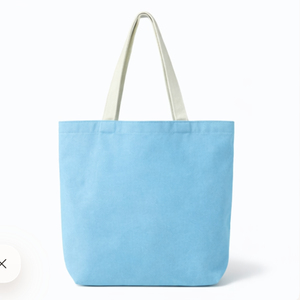 Sac fourre-tout en toile bleue COTTON FIELD avec motif océan brodé, grande capacité, réutilisable, avec poignée longue pour le shopping et la plage - Product Image 2