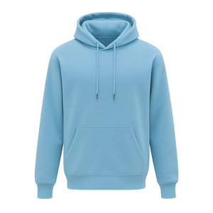 เสื้อฮู้ดผู้ชายสีฟ้าอ่อน ผ้าฟลีซทรงปกติ สวมใส่สบาย มีกระเป๋าหน้า เหมาะสำหรับฤดูใบไม้ร่วง เนื้อผ้านุ่มหรูหรา ผสมผสานผ้าฟลีซอย่างดี - Product Image 1