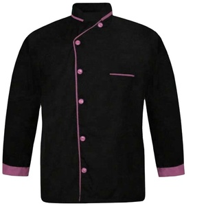 เสื้อเชฟสีชมพู แต่งขอบตัดกัน กระดุมแบบไม่สมมาตร เสื้อเชฟสำหรับร้านเบเกอรี่ คาเฟ่ ชุดทำงาน ขายดี นุ่ม ทนทาน - Product Image 4