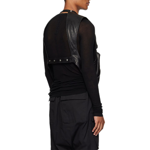 Gilet en cuir cargo noir sur mesure pour hommes, vente en gros, faible MOQ, veste sans manches en PU - Product Image 4