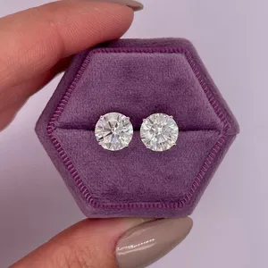 2.20Ct Round Cut Natural Diamond IGI Certified Luxury Push <b>Back</b> Stud <b>Earrings</b> in 14K White Gold Women's Fine Jewelry - Product Image 3