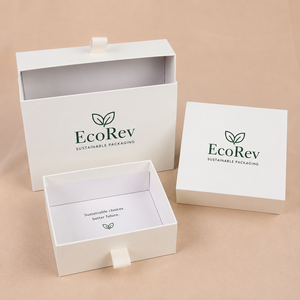 Custom Eco-Friendly Art Paper <b>Square</b> Gift Box Gold Foil Hot Stamping Ribbon Handle Jewelry Sliding Drawer Storage UV Coating - Product Image 3