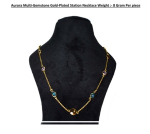 Collier station plaqué or multi-pierres précieuses Aurora - Product Image 5