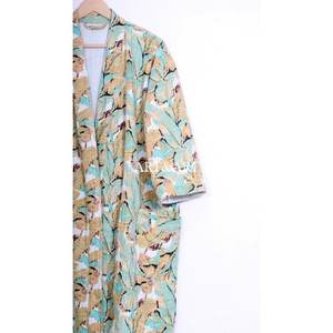 Hand-Stitched Black Patchwork Floral Design Summer Kimono Bath Robe Cut Work Cardigan Handmade Multi Kantha Quilted Quick Dry - Product Image 4