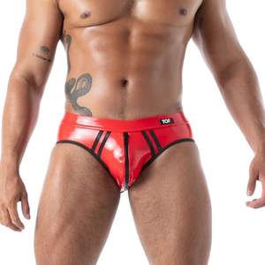 Slip sans fond en latex rouge pour homme, style seconde peau, sexy, dos ouvert, pour clubwear et fétichisme - Product Image 1