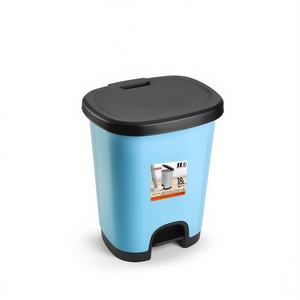 Poubelle CUBO PEDAL 18L bleue avec couvercle noir à ouverture rabattable - Product Image 1