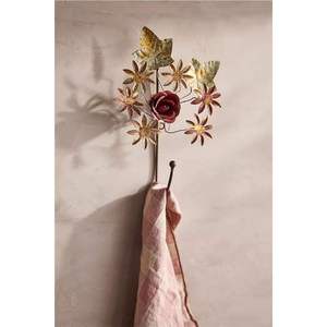 Porte-manteau mural style ferme en métal doré avec 6 crochets, motif branche, fleur en cristal de quartz rose, porte-clés, écologique - Product Image 4