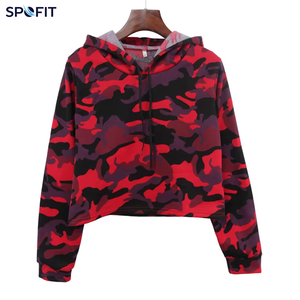 Women’s <b>Camo</b> Crop Hoodie Custom Printed Long Sleeve Pullover Hooded Sweatshirt Trendy Streetwear Casual Fashion <b>Top</b> for Girls - Product Image 1