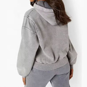 Sweat-shirt à capuche vintage surdimensionné pour femme, coupe ample, épaules tombantes, en coton épais, style uni, prix abordable - Product Image 4