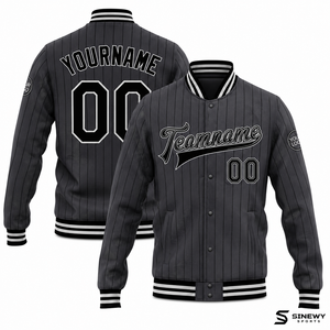 <b>Men</b> Winter Collarless Varsity <b>Jacket</b> Plain Dyed Woolen Stylish Casual Trendy Fashion Wool Blend Sleeve College <b>Baseball</b> Team - Product Image 1