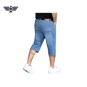 Pantalones Cortos de Mezclilla Azul Claro para Hombre, Corte Recto, Cintura Media, Estilo Casual de Verano, 100% Algodón, Tejido Transpirable, Lavado Ligero, Personalizados - Product Image 2
