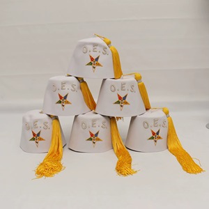 Fez Formal Personalizado con Bordado OES, Borla Dorada, Parte Superior Plana, Ajustable, Único y Tradicional, ORDEN DE LA ESTRELLA DEL OESTE, FEZ OES - Product Image 4