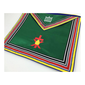Delantal Masónico de Grados de Alta Calidad, Bordado Multicolor con Borde Verde, Regalia Premium para Miembros de Ceremonias Fraternales - Product Image 3