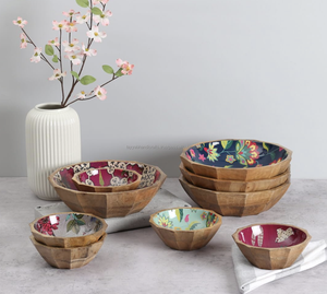 Unique Animal-Printed Wooden Bowl Set High Quality for Home Dinner Table or Soup by Tayyab Handicraft - Product Image 5