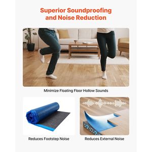 200 Sq ft 3mm Recycled Fiber Sound/Vapor Barrier Floor Underlayment <b>Blue</b> 1 <b>Roll</b> for Laminate Flooring Accessories - Product Image 4