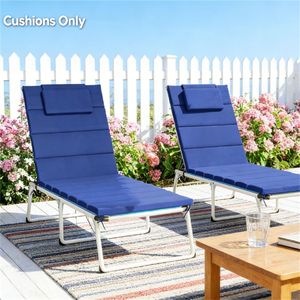 Set di due cuscini pieghevoli per sedie a sdraio blu scuro, cuscini e imbottiture per esterni (solo cuscino) - Product Image 1