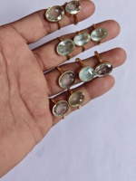 Bague en laiton plaqué or avec pierre précieuse aigue-marine naturelle, taille ovale, cristal facetté, réglable, bijoux faits à la main, vente en gros