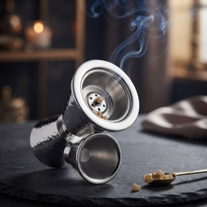 Latest Hammered Metal Incense Burner Silver Stainless Steel Hourglass <b>Bakhoor</b> Holder Mid-East Style <b>Oud</b> Charcoal Censer For Home - Product Image 2