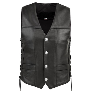 Chaleco de Cuero Vacuno Premium para Hombre, Estilo Motero, Sin Mangas, Prenda Exterior de Moda, Logotipo Personalizado, Venta al Por Mayor - Product Image 1