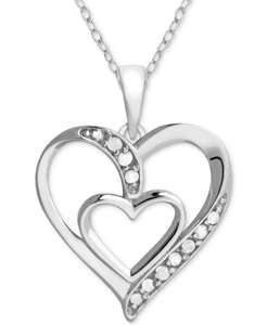 Diamante doppio cuore 18 "collana pendente (1/10 ct. T. w.) in argento Sterling | Macacy's - Product Image 1