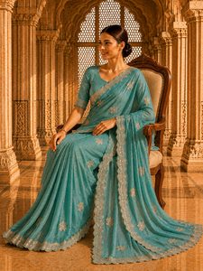 Sari en velours satiné pour femme, design indien personnalisé Vexotrend, magnifique motif Patola, style traditionnel, pour mariage et fête, livraison rapide - Product Image 6