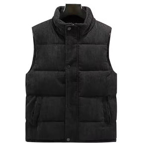Chaleco Acolchado para Hombre, Cuello en V, Poliéster Negro, Cierre de Cremallera, Impermeable, Reversible, Ropa Exterior Formal de Invierno - Product Image 1