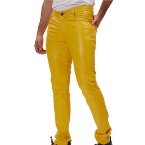 Pantalones de Cuero Modernos para Hombre, Corte Recto, Cintura Media, Cierre de Botones, Alta Calidad, Suaves, Cómodos, Duraderos, Estilo Casual Urbano para Uso Diario - Product Image 1