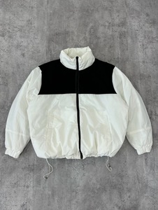 <b>Men's</b> <b>White</b> Hooded Windbreaker <b>Puffer</b> <b>Jacket</b> Quilted Filling Water Resistant Nylon/Cotton Shell Zip-Up Closure Stand Collar for - Product Image 3