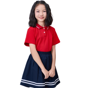 Camisa de Uniforme Escolar Roja FMF para Niños de Primaria – Diseño Unisex con Tejido de Poliéster y Spandex 50D, Cómoda para Uso Diario - Product Image 1
