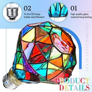 1 Pezzo Lampadina LED a Forma di Diamante e G95, 6 Watt, Vetro Colorato Tremolante, Attacco E26 per Illuminazione Casa e Balcone - Product Image 2