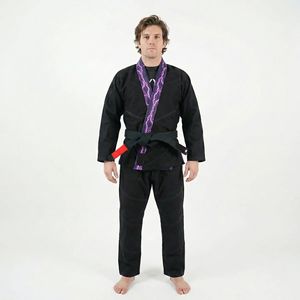 Customized Men's Black BJJ Kimono With Purple Lightning Print Belt Durable Cotton Jiu Jitsu Uniform Shoyorol Batch #109 Bjj Suit - Product Image 1
