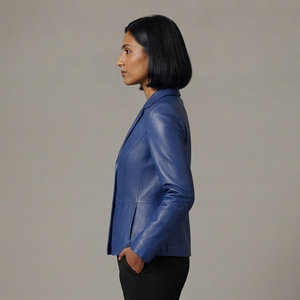 OEM Manufacturer Women <b>Leather</b> <b>Blazer</b> Slim Fit Streetwear Soft PU <b>Leather</b> <b>Jackets</b> Ladies Genuine <b>Leather</b> <b>Blazer</b> - Product Image 3