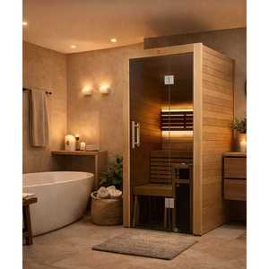 Nouvelle cabine de sauna intérieure UTU Mini pour 1 personne avec façade en verre, bois ThermoAspen de qualité supérieure, sauna résidentiel haut de gamme - Product Image 2