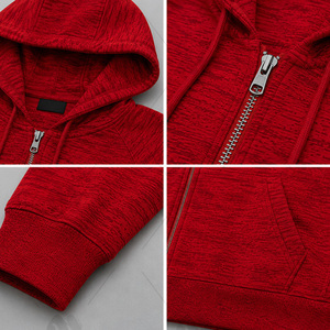 Conjunto de Sudadera con Capucha Roja para Hombre, Cierre de Cremallera, Corte Regular, Tejido de Poliéster, Estilo Deportivo, Ropa de Otoño - Product Image 4