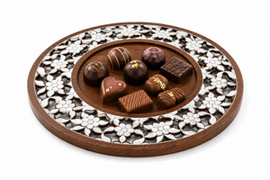 Plateau de service élégant en bois fait main avec mosaïque de nacre – Plat décoratif de luxe pour la maison et la salle à manger - Product Image 4