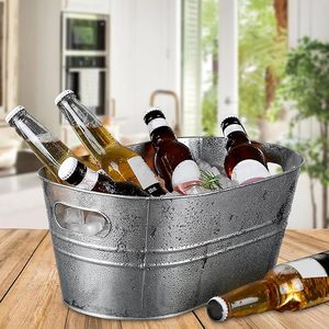 Stainless Steel Beverage Tub Ice Bucket Large Rectangle Drink Chiller Side Handles <b>Beer</b> Wine Soda for Floral Pattern - Product Image 4