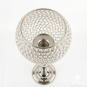 Luxury Crystal Beaded Candle Holder Elegant <b>Silver</b> Metal Tealight Stand for Wedding Centerpieces and Modern Home Decoration - Product Image 3