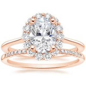 Anillo de compromiso ovalado Halo, Anillo de compromiso ovalado Halo, Anillo ovalado de oro rosa, Anillo de diamantes de aniversario, Ovalado para siempre - Product Image 6