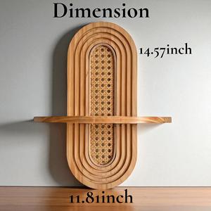 Estante de Pared de Ratán y Madera Estilo Boho Hecho a Mano en Vietnam, Estante Flotante Moderno de Mediados de Siglo, Decoración para el Hogar, Fabricante - Product Image 3
