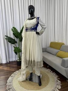 TENNECY Hermoso Conjunto de Dupatta y Pantalón de Seda Chinon de Nuevo Diseño en Tendencia para Mujer, Reversible, de Secado Rápido, Sin Arrugas, Para Fiestas en Todas las Estaciones - Product Image 3