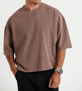 เสื้อยืดโอเวอร์ไซส์ผู้ชาย สีพื้น ปรับแต่งได้ ไซส์พลัส สวมใส่ได้ทั้งในและนอกบ้าน ผ้าฝ้าย 100% ระบายอากาศ ป้องกันรังสียูวี ความยาวปกติ - Product Image 5